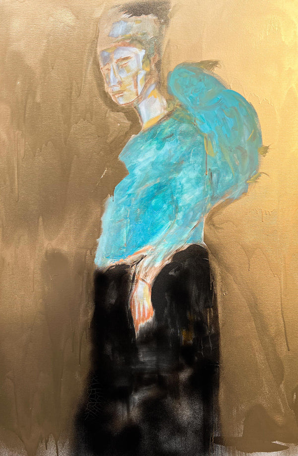 WOMAN WITH A PARROT ON HER BACK - Dušek Décor