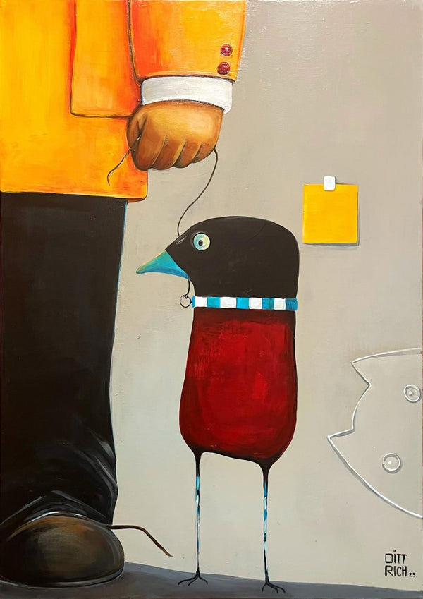 PÁN S PTÁKEM painting by Jarmila Dittrichova | Dusek Decor